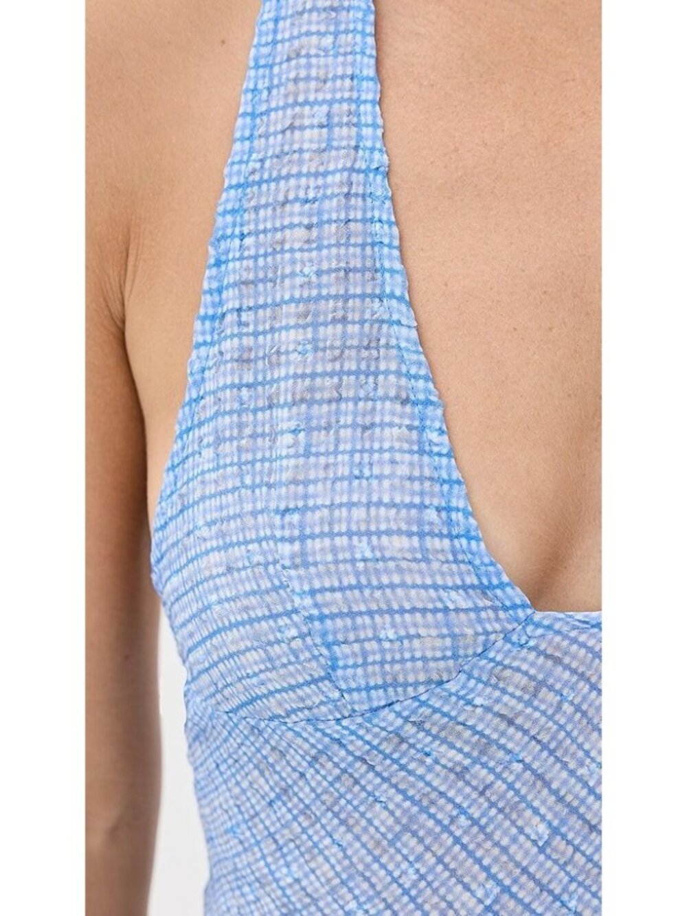LIONESS Carrie Halter Dress in Blue Check Small New Womens Long maxi Gown - Picture 13 of 15